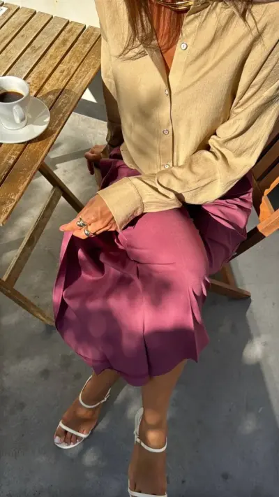 Штани кюлоти - спідниця відтінку бордо - Зображення 6