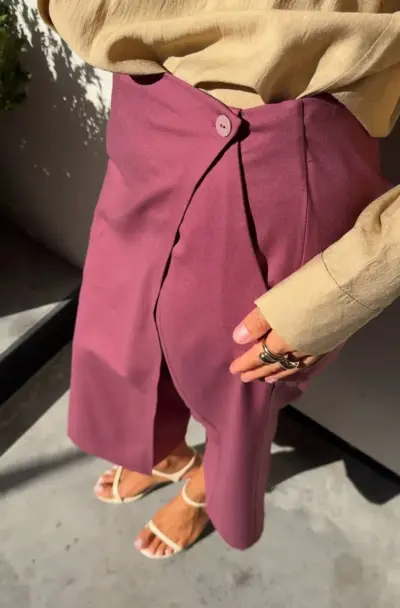 Штани кюлоти - спідниця відтінку бордо - Зображення 2