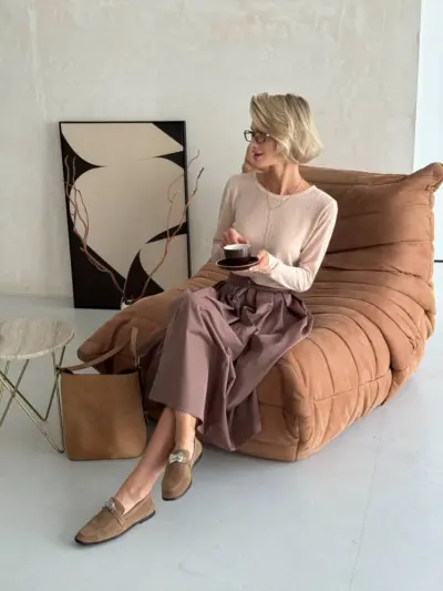 Базова міді-спідниця з акцентом на талію мокко - Зображення 3