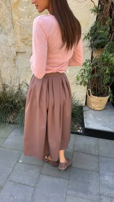 Базова міді-спідниця з акцентом на талію мокко - Зображення 7