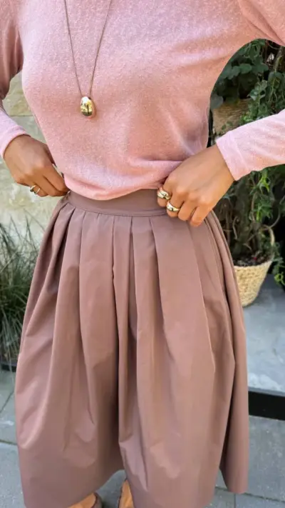 Базова міді-спідниця з акцентом на талію мокко - Зображення 6