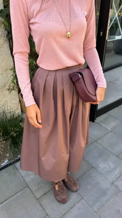 Базова міді-спідниця з акцентом на талію мокко - Зображення 2